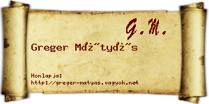 Greger Mátyás névjegykártya